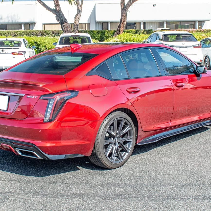 2020-2024 CADILLAC CT5-V & CT5 SPORT | BLACKWING PACKAGE CARBON FIBER FRONT LIP SPLITTER & SIDE SKIRTS ROCKER PANELS GROUND EFFECTS